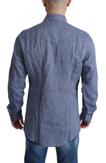 Camicia casual da uomo a righe blu