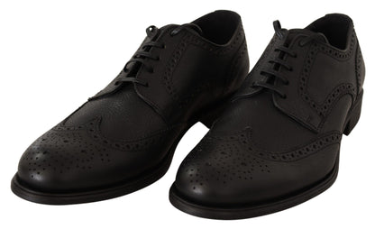 Chaussures habillées Oxford en cuir noir à bout d'aile