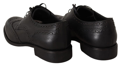 Chaussures habillées Oxford en cuir noir à bout d'aile