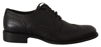 Chaussures habillées Oxford en cuir noir à bout d'aile