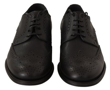 Chaussures habillées Oxford en cuir noir à bout d'aile