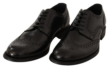 Chaussures formelles Oxford en cuir noir à bout d'aile