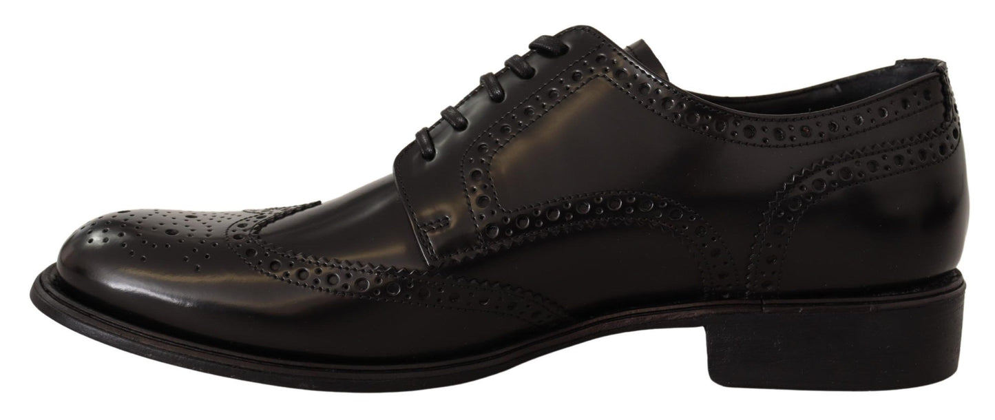 Chaussures formelles Oxford en cuir noir à bout d'aile