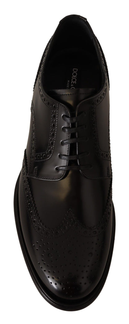 Chaussures formelles Oxford en cuir noir à bout d'aile