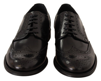 Chaussures formelles Oxford en cuir noir à bout d'aile