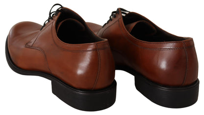 Chaussures Derby formelles en cuir marron à lacets pour hommes