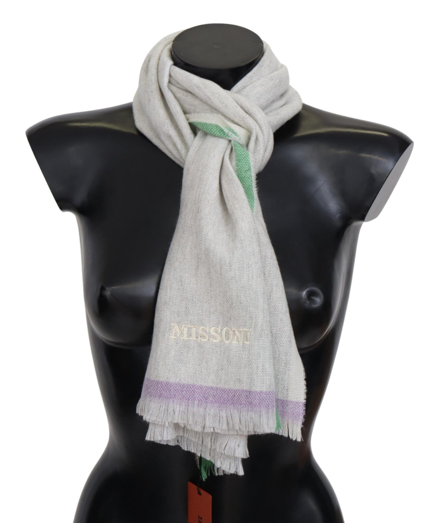 Missoni Multicolor Cashmere Line Pattern Scarf