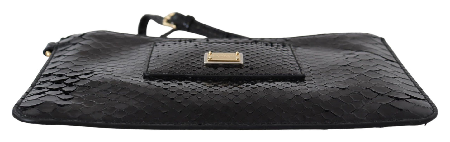 Porte-monnaie en cuir noir avec bracelet et miroir Agnese Wallet