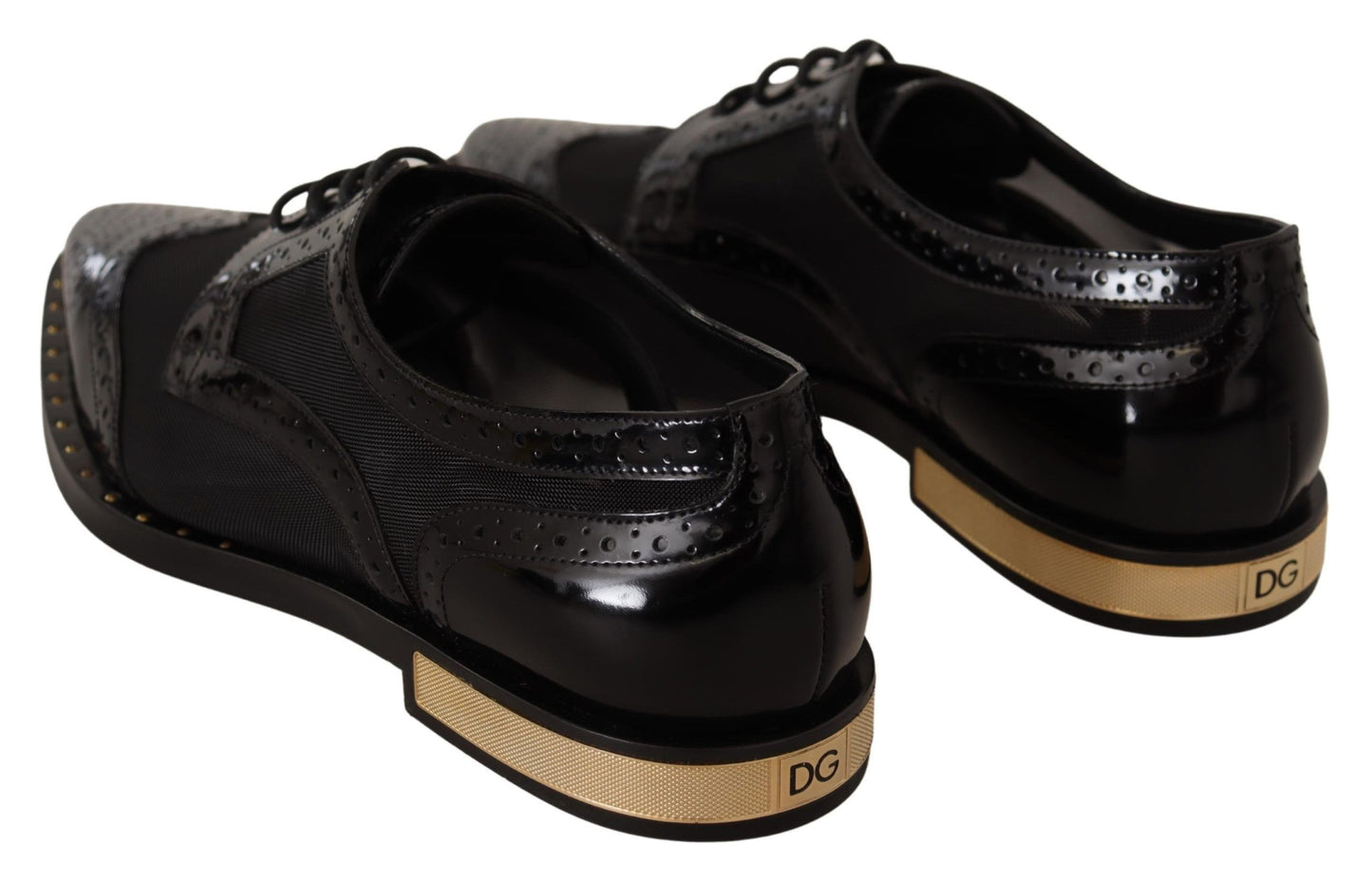 Elegant Gold-Trimmed Black Oxford Lace-Ups