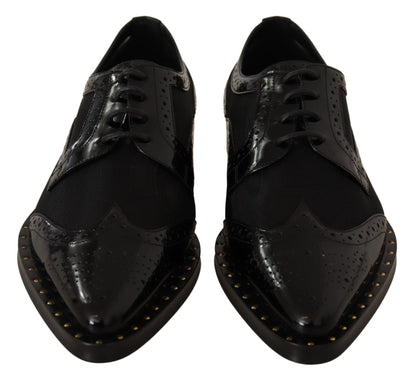 Elegant Gold-Trimmed Black Oxford Lace-Ups