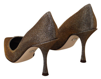 Gold-Silber-Stoff-Pumps-Schuhe