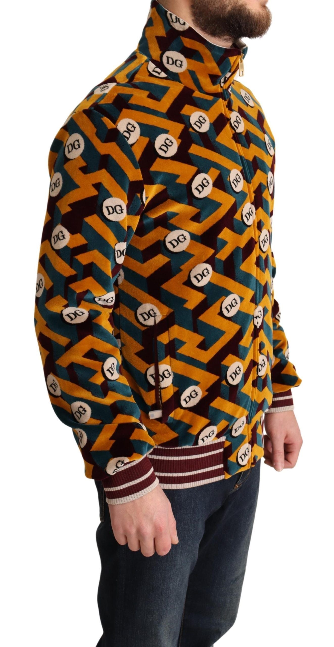 Giacca maglione da uomo con logo DG in velluto multicolore