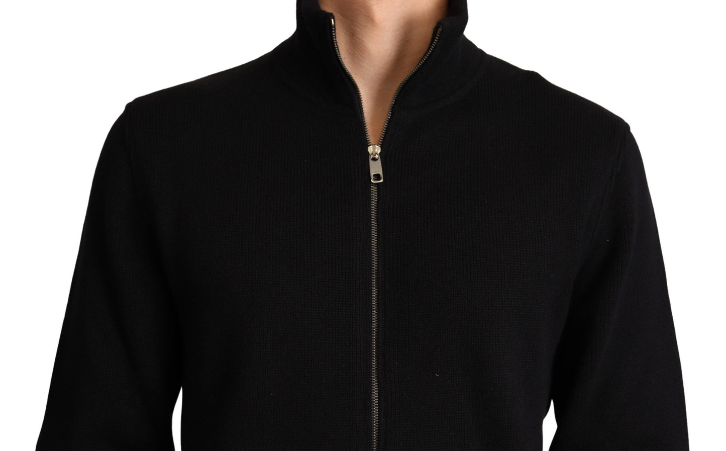 Maglione da uomo con cerniera in cashmere nero