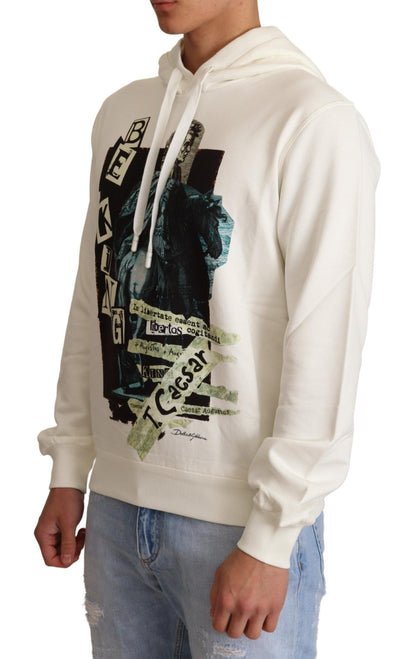 Maglione con cappuccio in cotone bianco Re Cesare