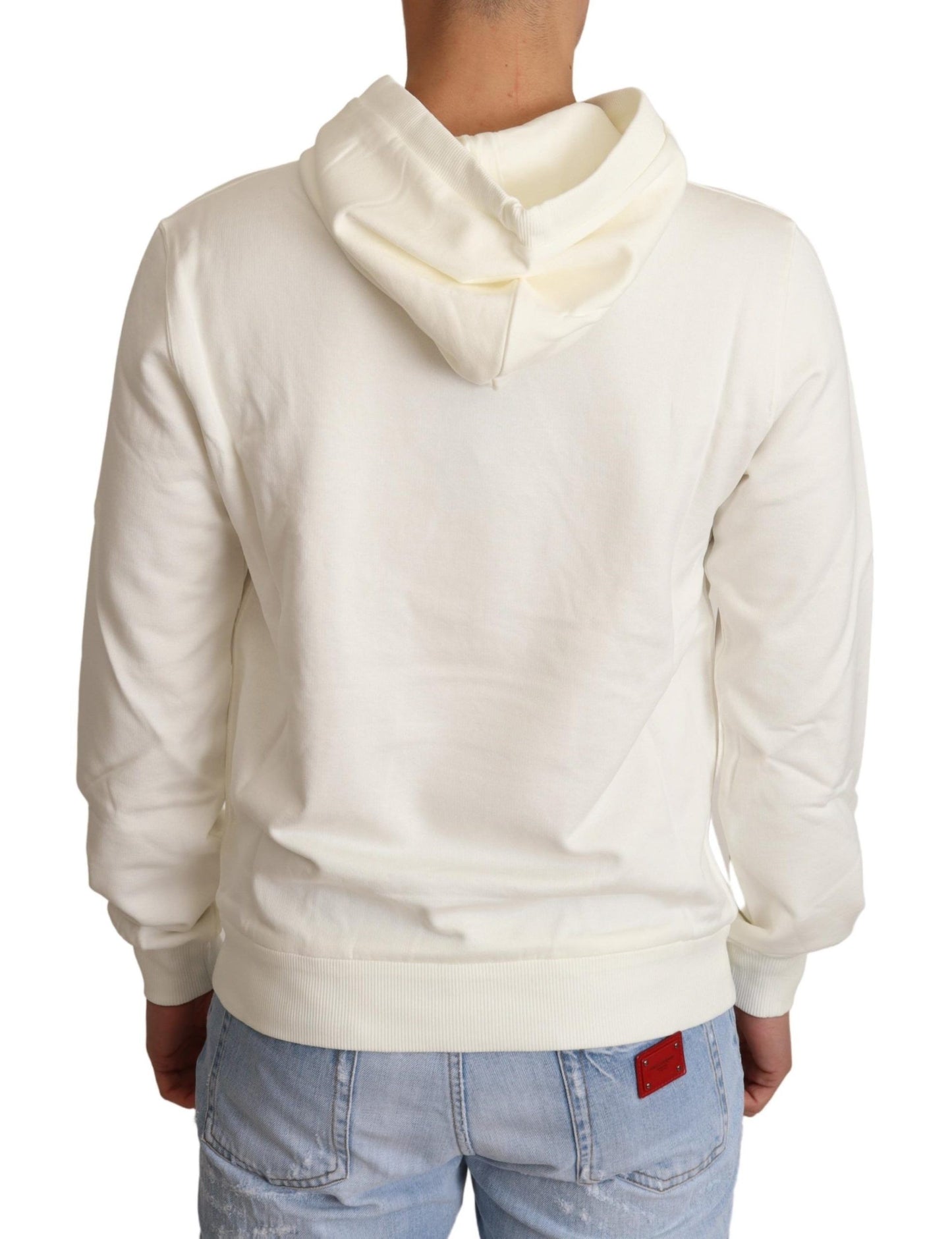 Maglione con cappuccio in cotone bianco Re Cesare