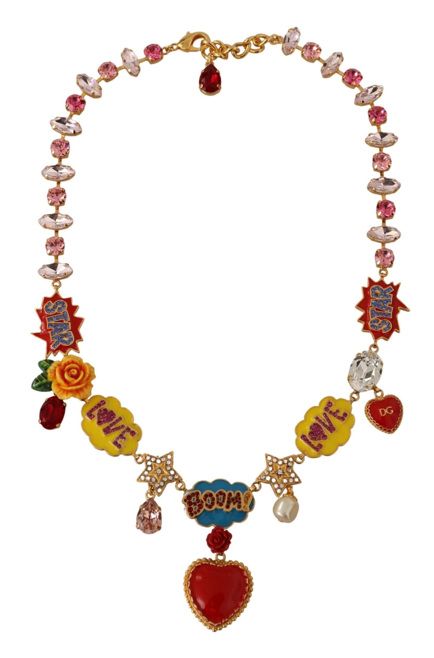 Collier de chaîne de cristaux de boom d'étoile d'amour de dessin animé d'or