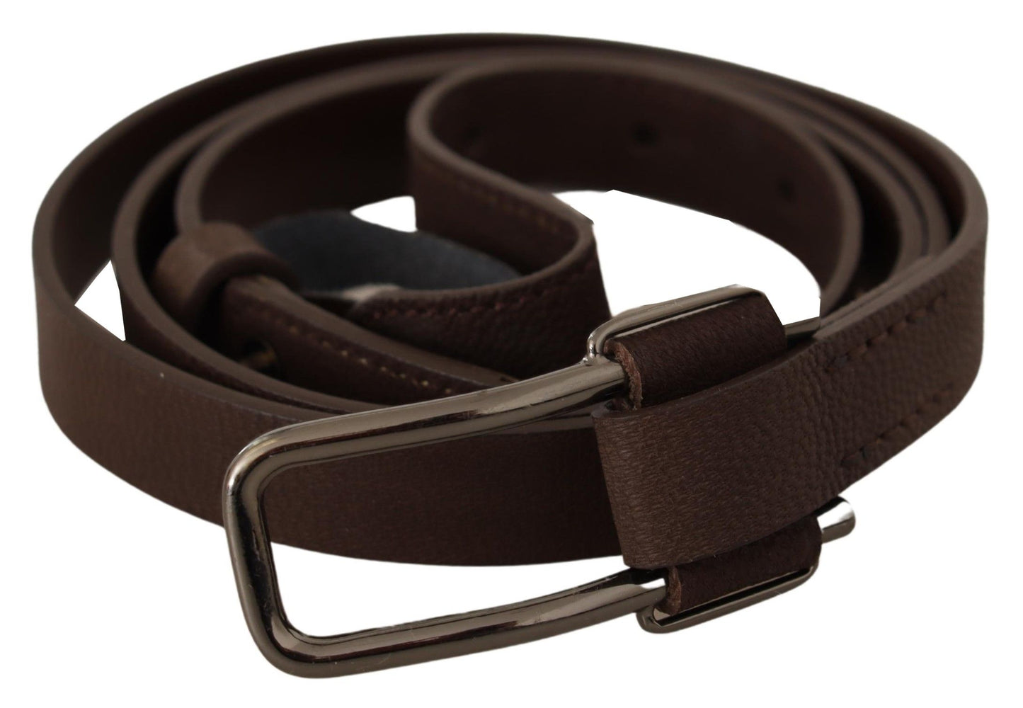 Ceinture marron à boucle en métal argenté WX