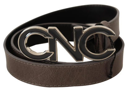 Ceinture marron à boucle et logo lettre