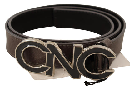 Ceinture marron à boucle et logo lettre