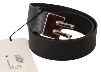 Ceinture en cuir noir à boucle argentée