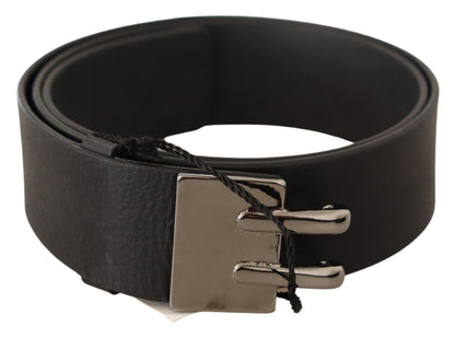 Ceinture en cuir noir à boucle argentée