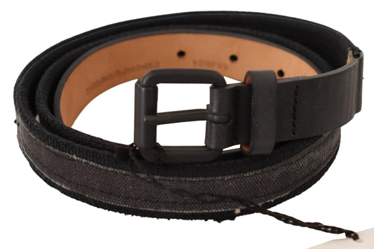 Ermanno Scervino Classic Black Leather Belt with Buckle Fastening