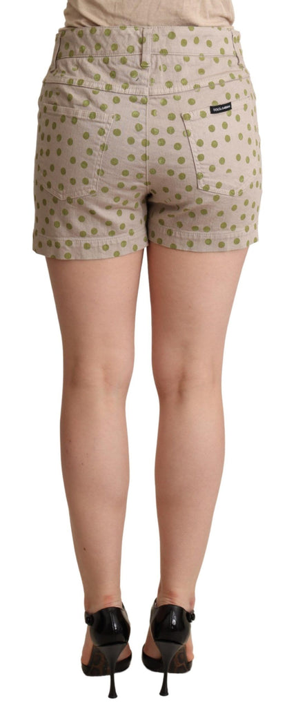 Short en coton stretch beige à pois