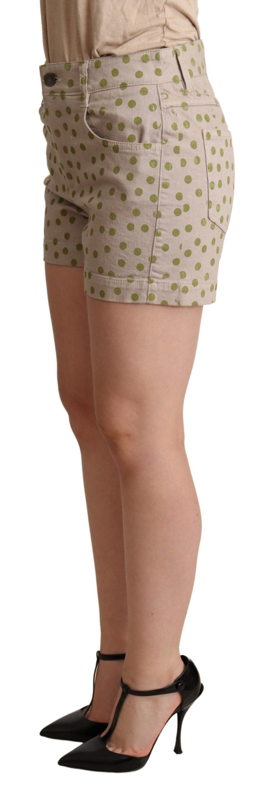 Short en coton stretch beige à pois