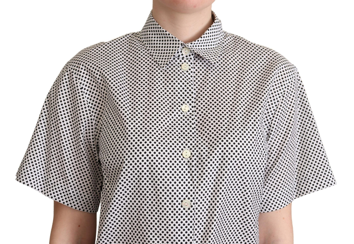 Camicia con colletto a pois neri Bianca