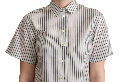 Camicia con colletto a righe bianche e nere