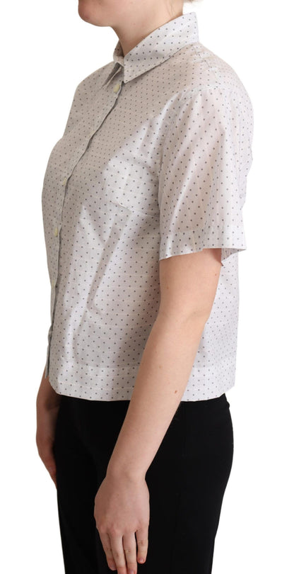 Camicia camicetta con colletto a pois bianco nero