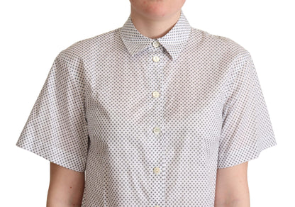 Camicia con bottoni con colletto a pois bianchi grigi