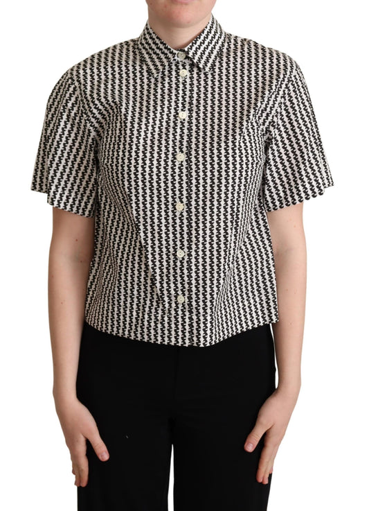 Chemise blanche et noire à motif fantaisie