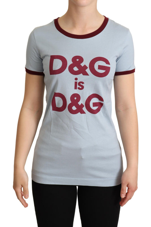 Blaues D&G Top-T-Shirt mit Rundhalsausschnitt