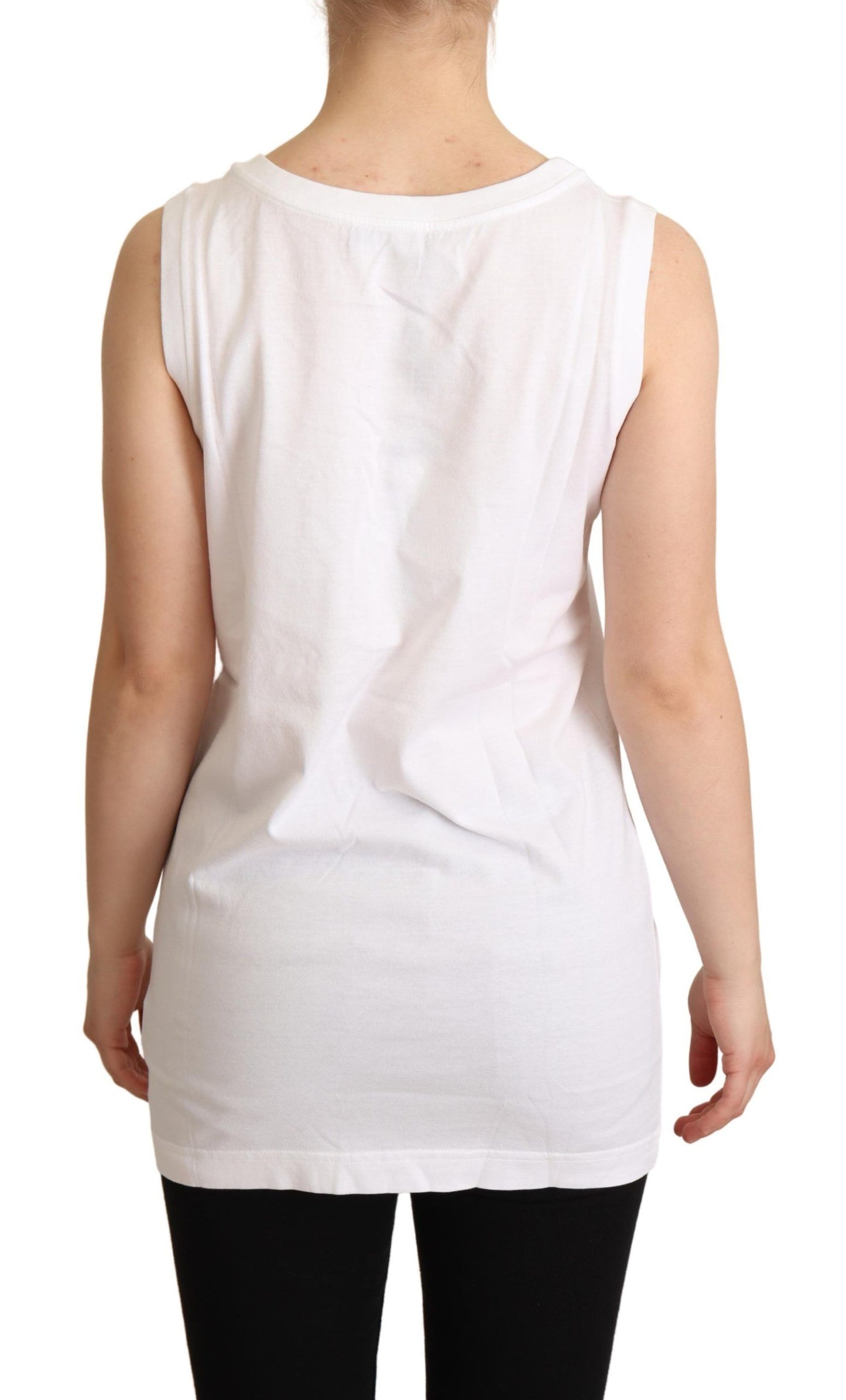 Weißes La Moda Crystal Tank Top T-Shirt