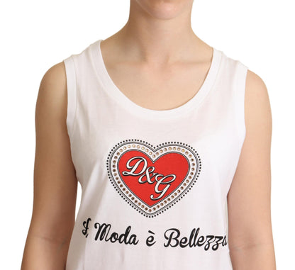 Weißes La Moda Crystal Tank Top T-Shirt