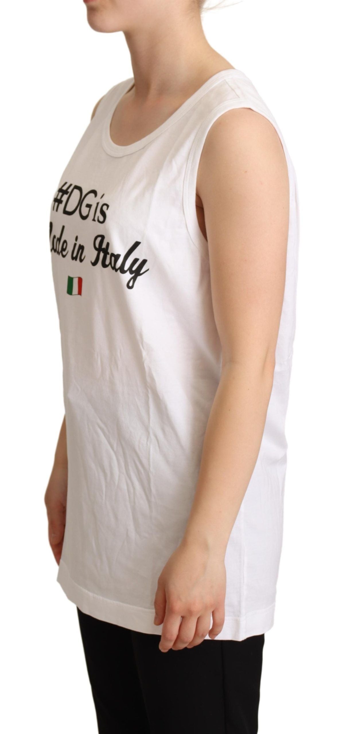 T-shirt débardeur #DG Motive en coton blanc