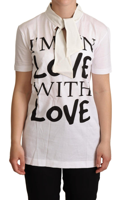 T-shirt blanc en soie et coton I'm In Love Top