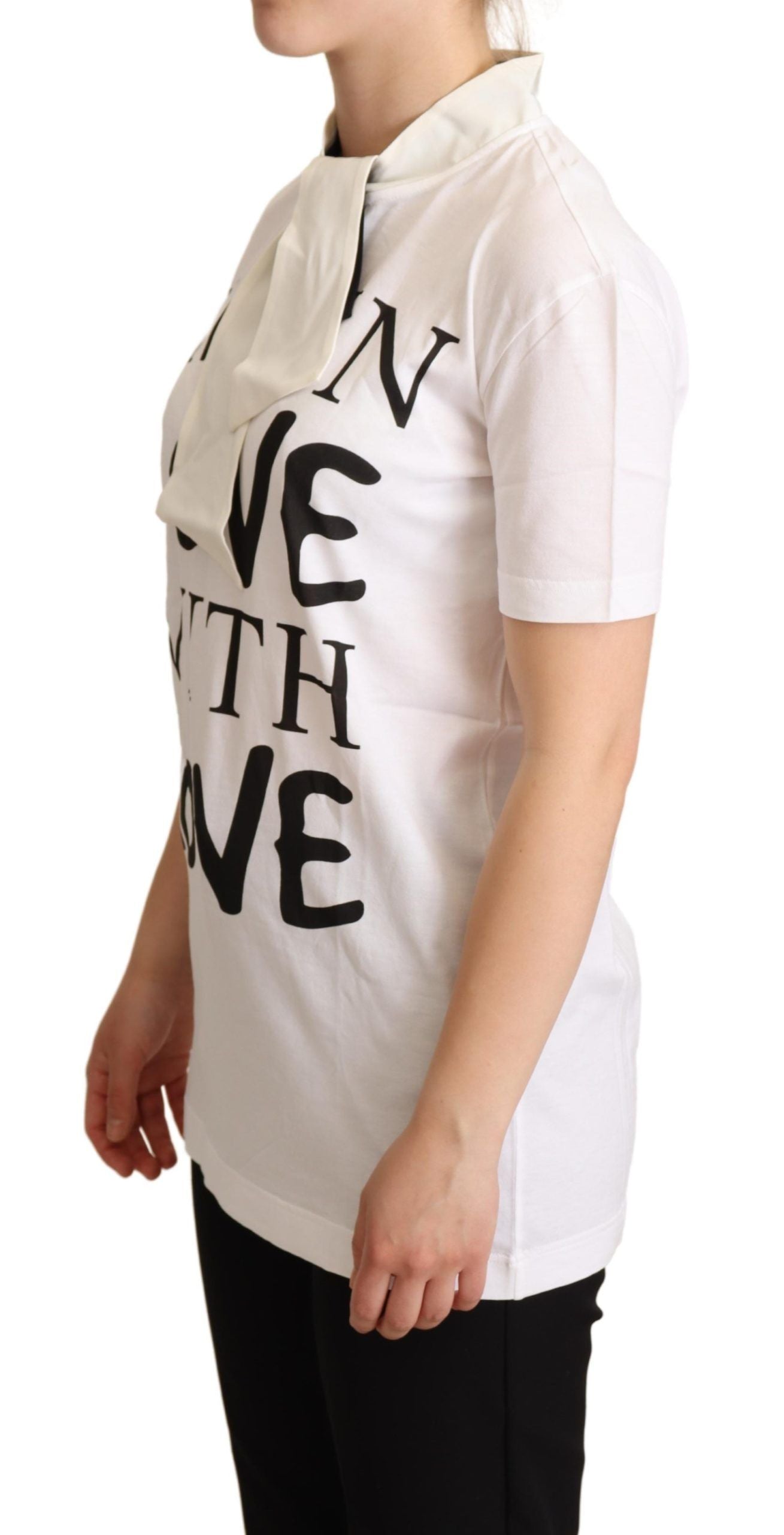 T-shirt blanc en soie et coton I'm In Love Top