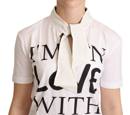 T-shirt blanc en soie et coton I'm In Love Top