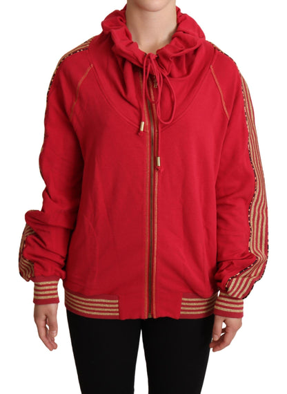 Rote Jacke mit durchgehendem Reißverschluss und Kapuzenpullover