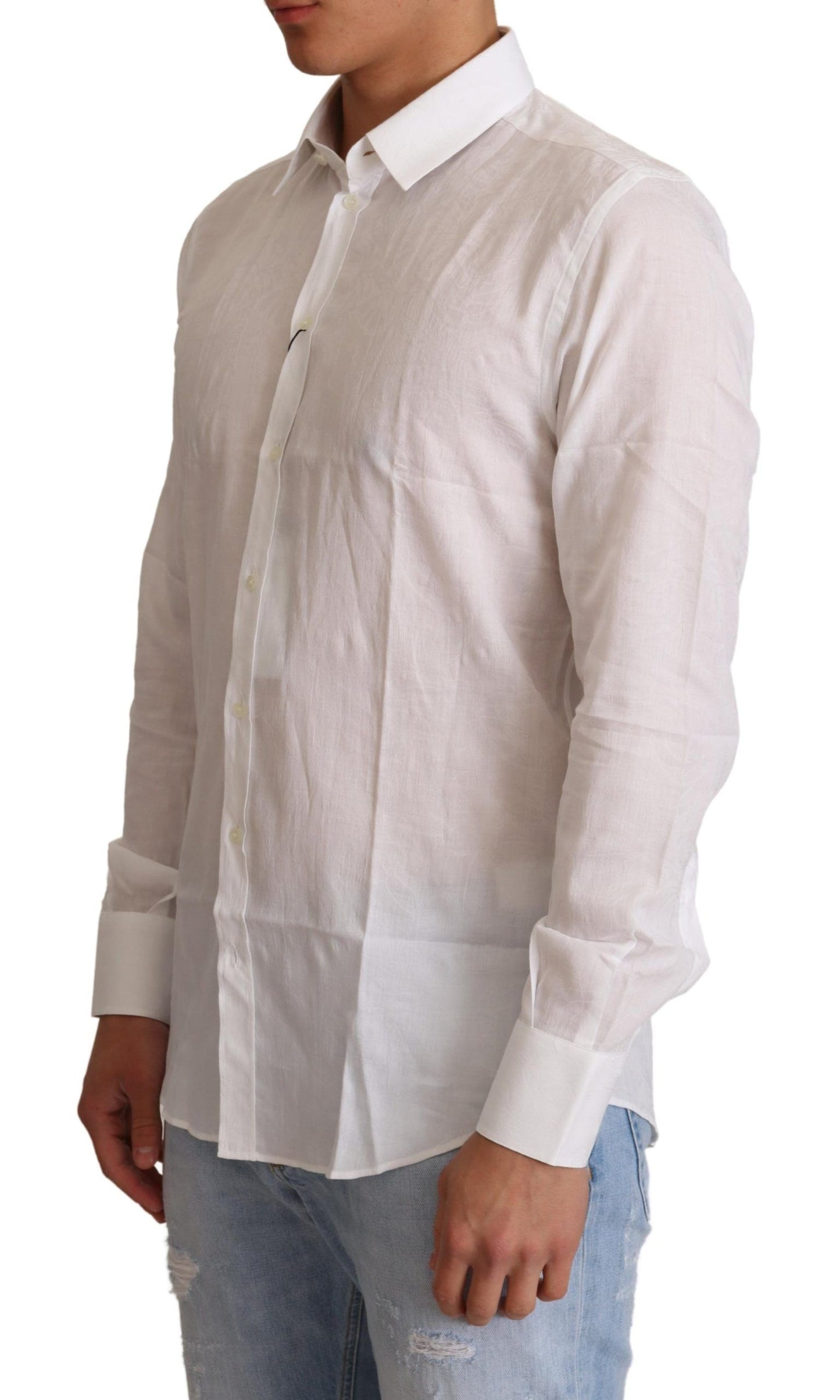 Chemise MARTINI homme coupe slim en coton blanc