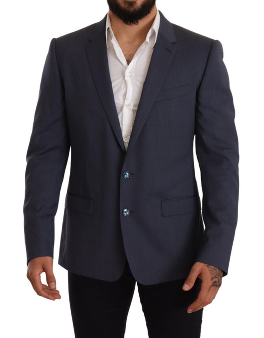 Manteau veste coupe slim en laine bleue Blazer MARTINI