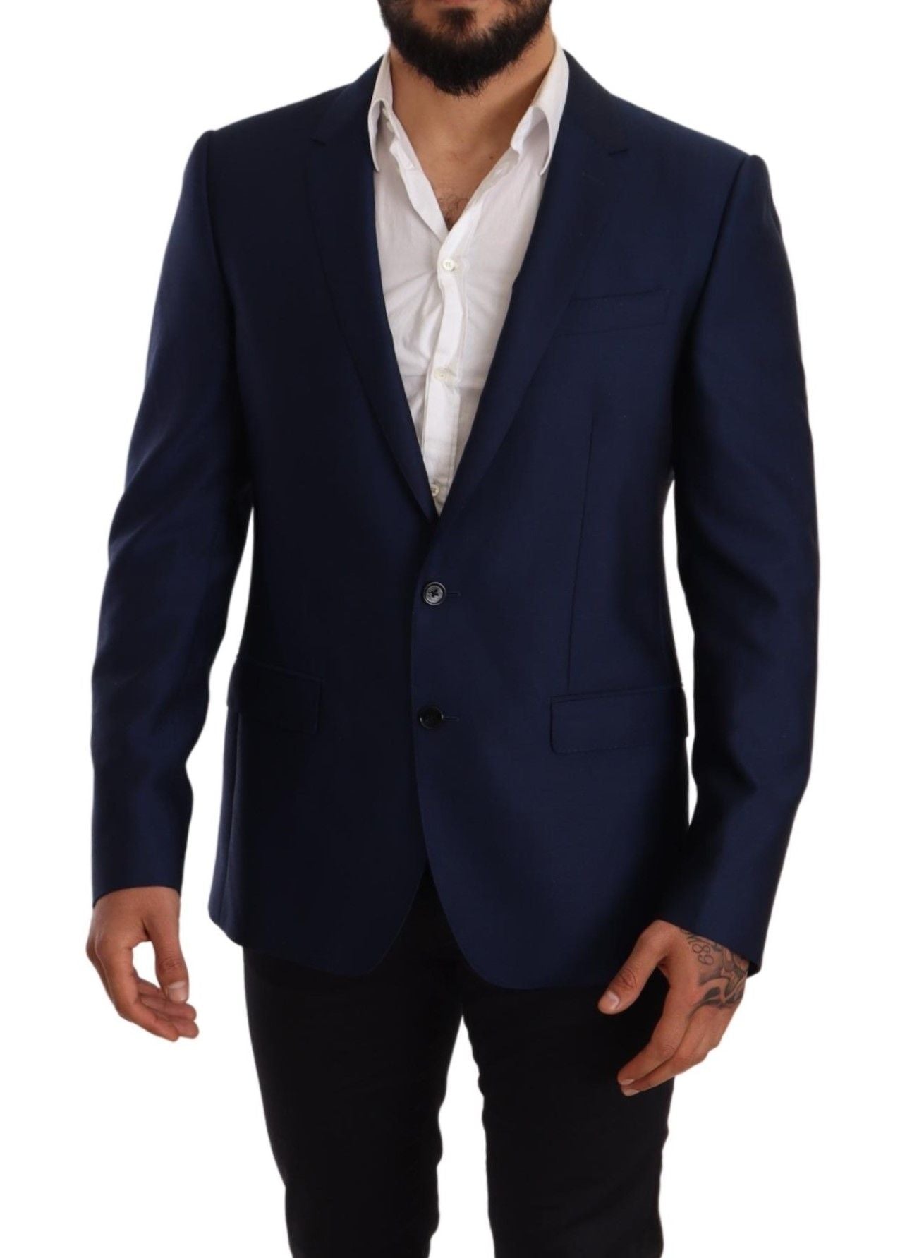 Cappotto slim fit in lana blu Blazer MARTINI