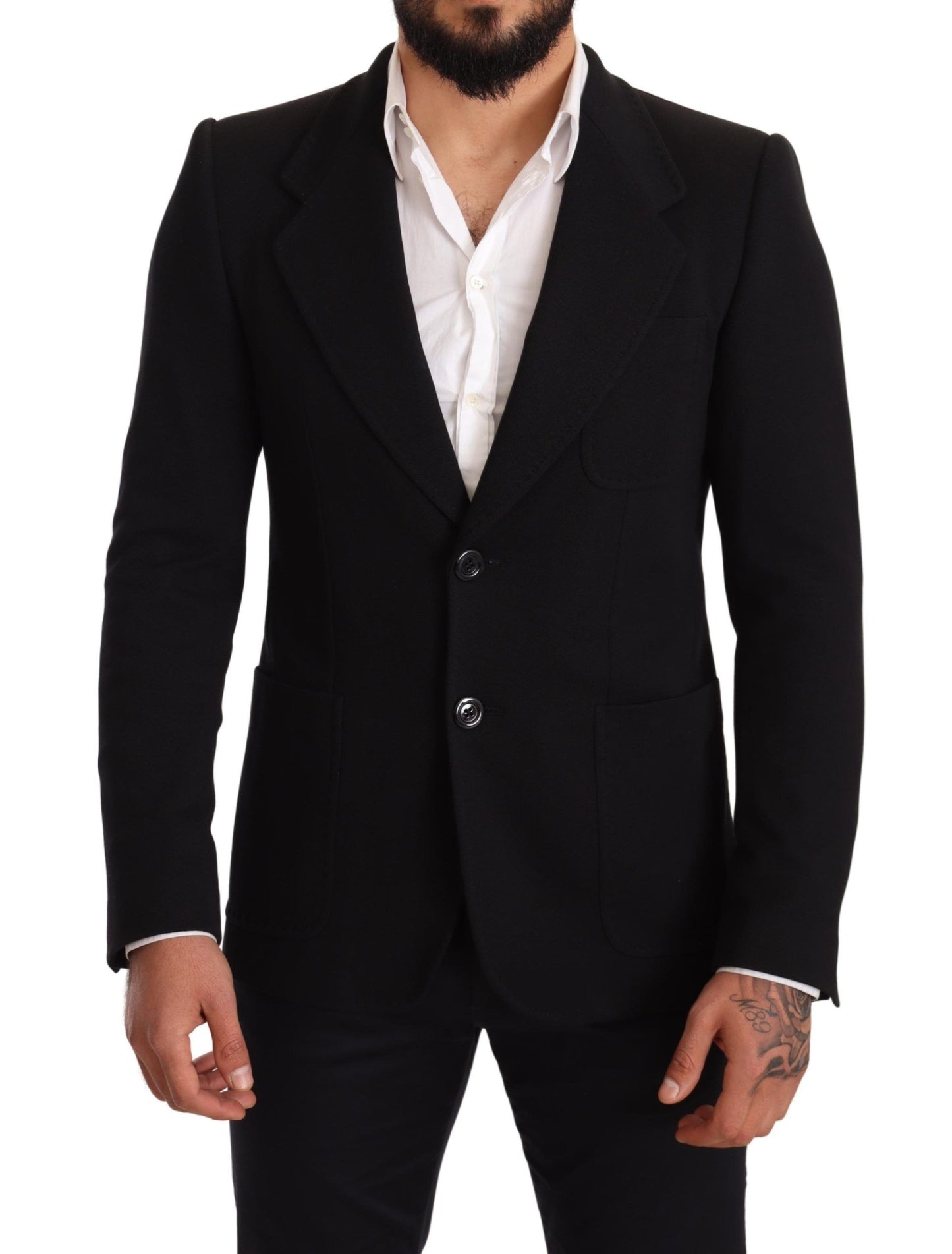 Blazer veste manteau coupe slim en coton noir