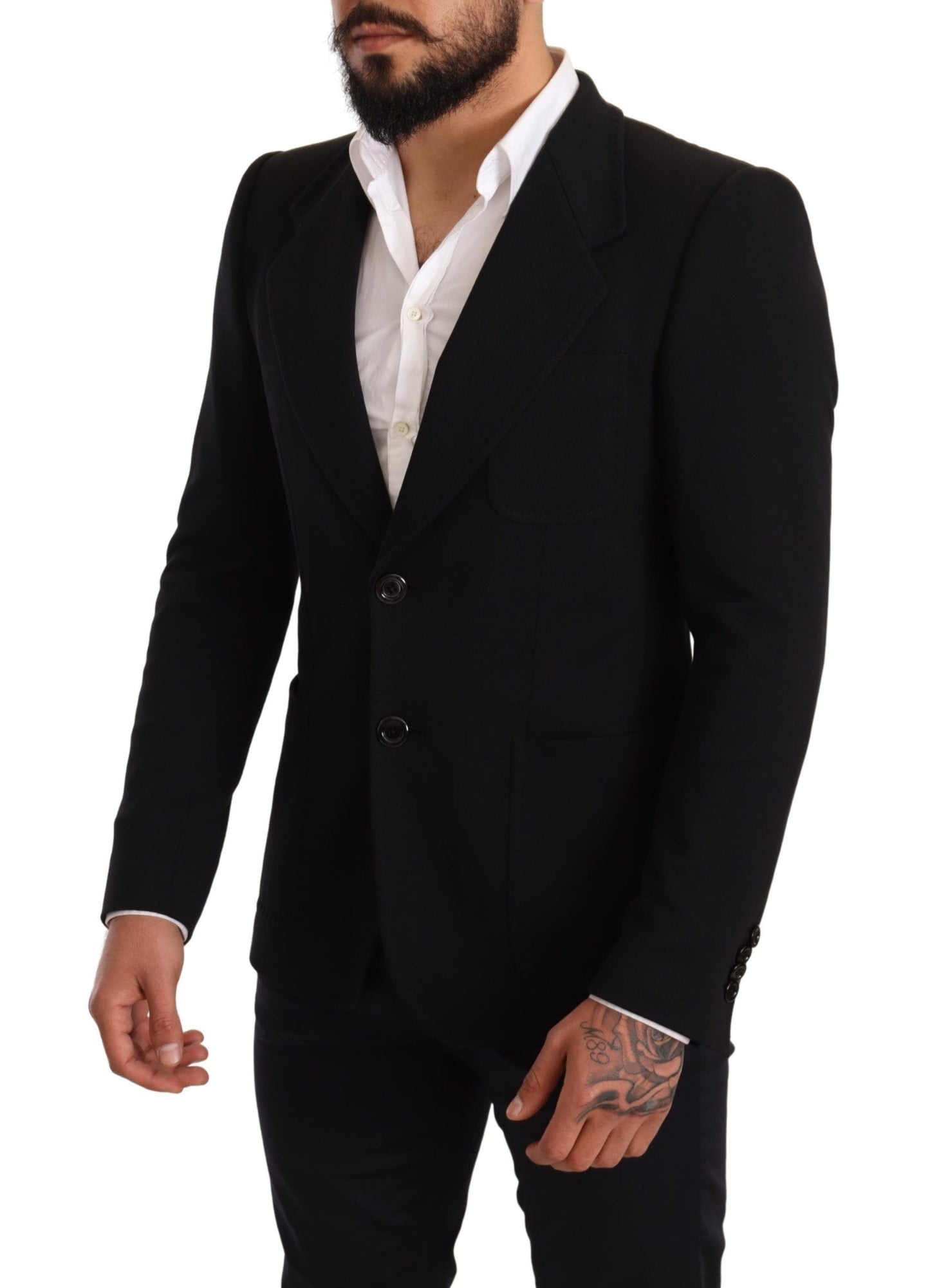 Blazer veste manteau coupe slim en coton noir