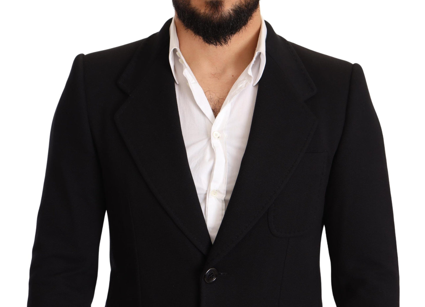 Blazer veste manteau coupe slim en coton noir