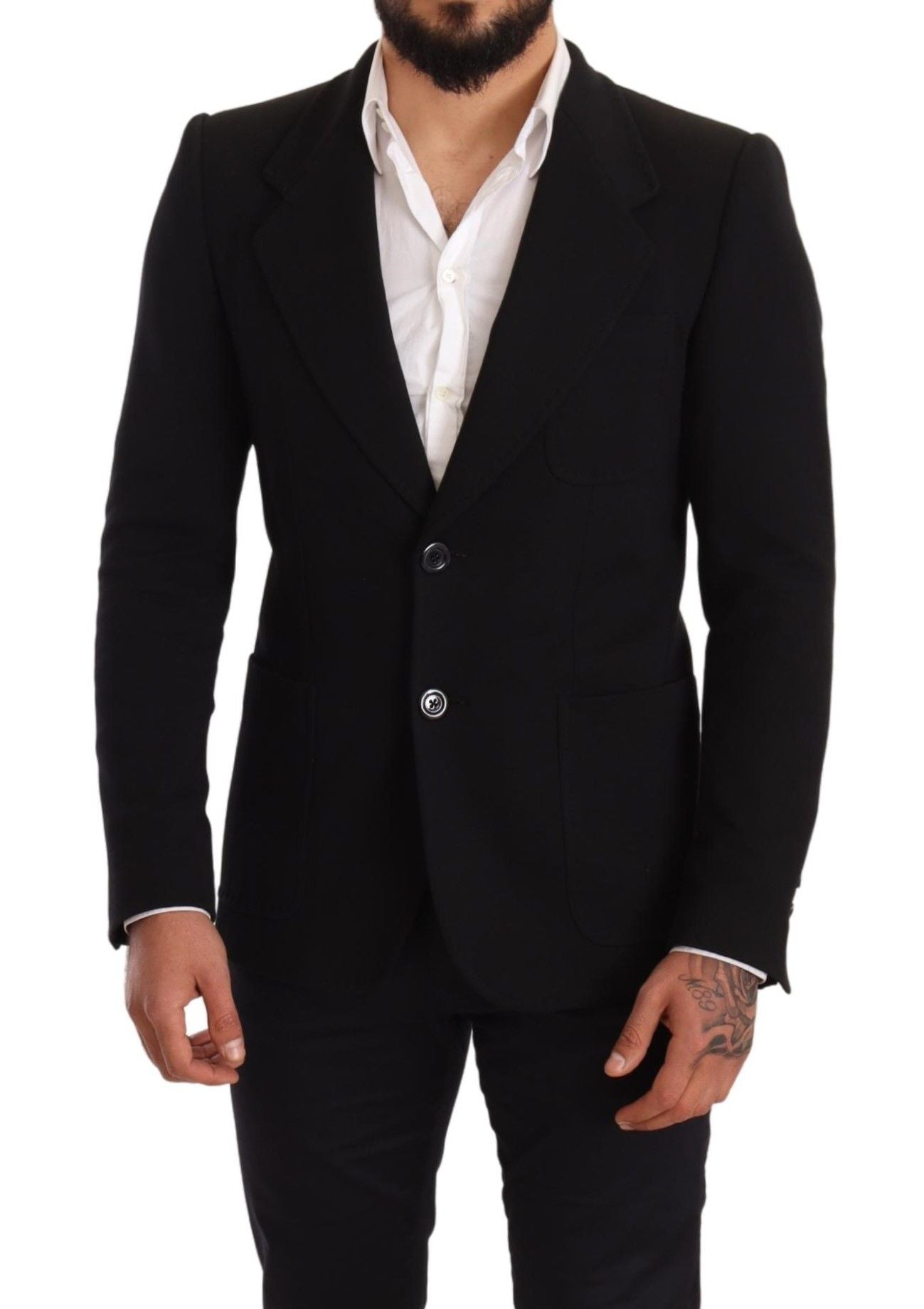 Blazer veste manteau coupe slim en coton noir