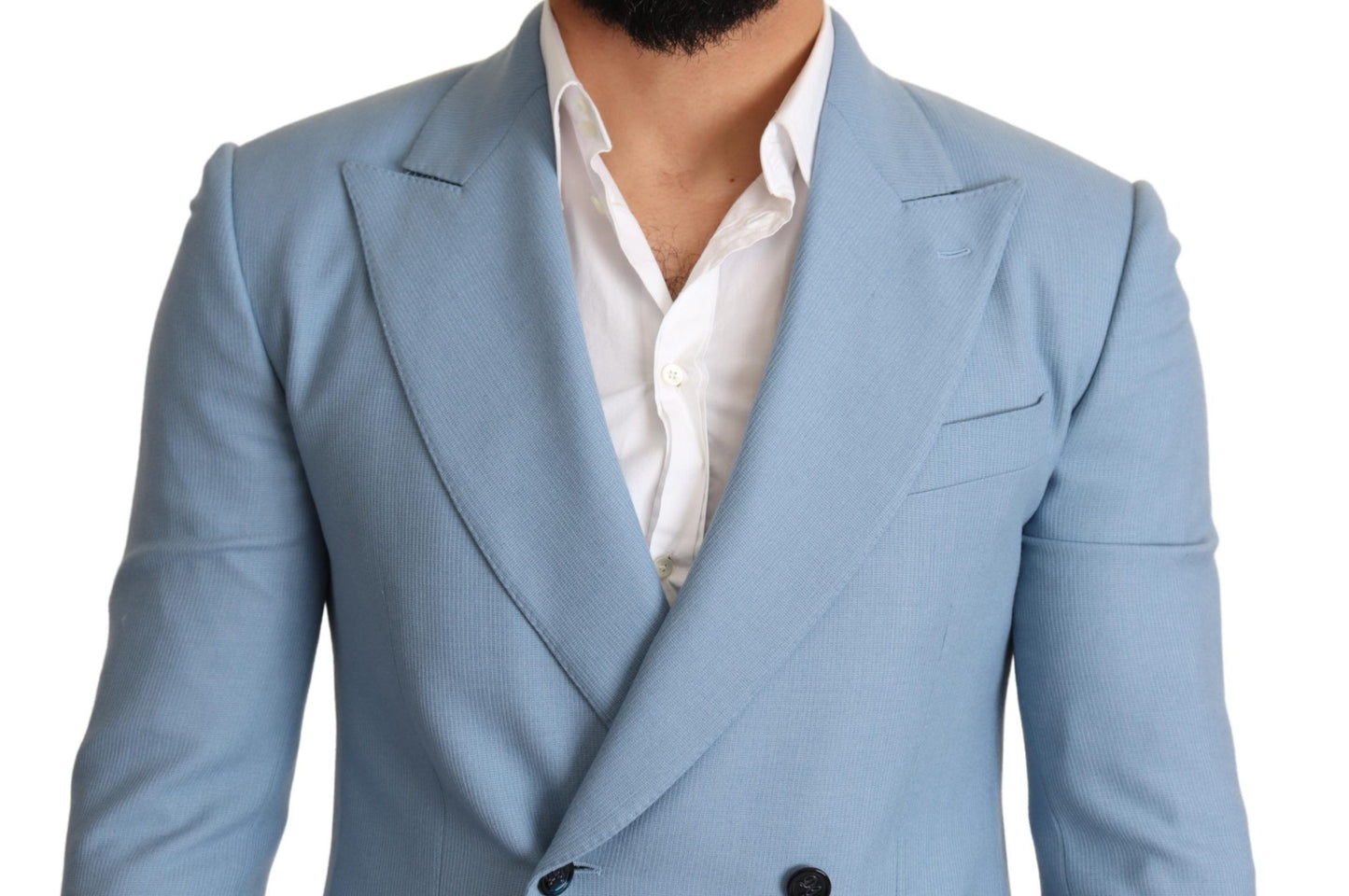 Veste blazer coupe slim bleue en cachemire et soie