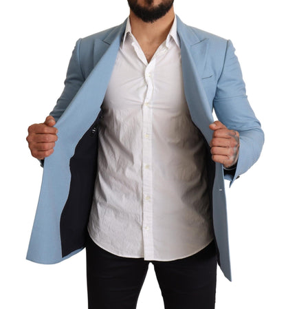 Veste blazer coupe slim bleue en cachemire et soie